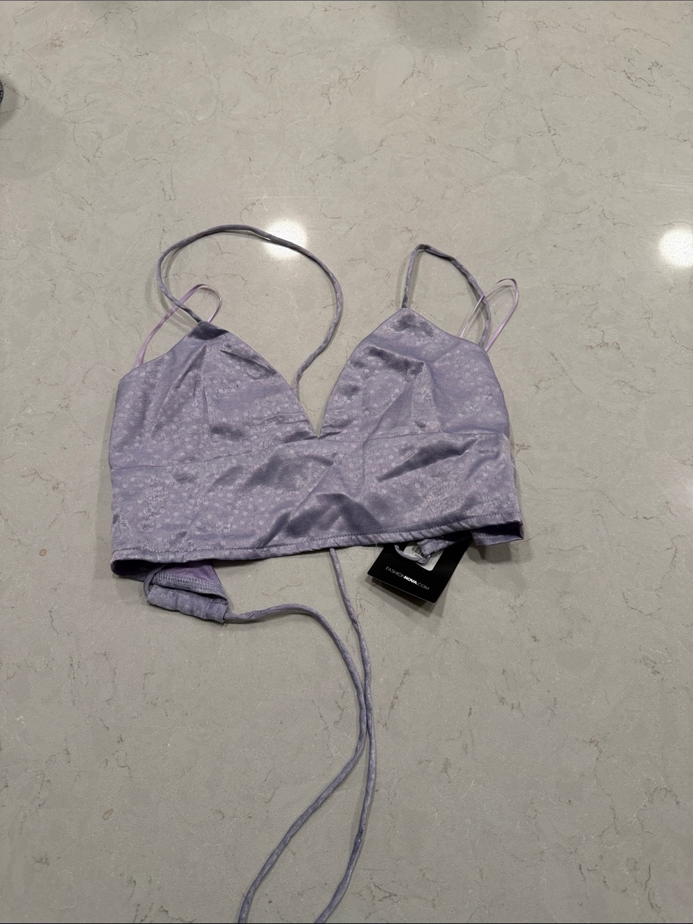 Fashion Nova Lilac Satin Astrea Top